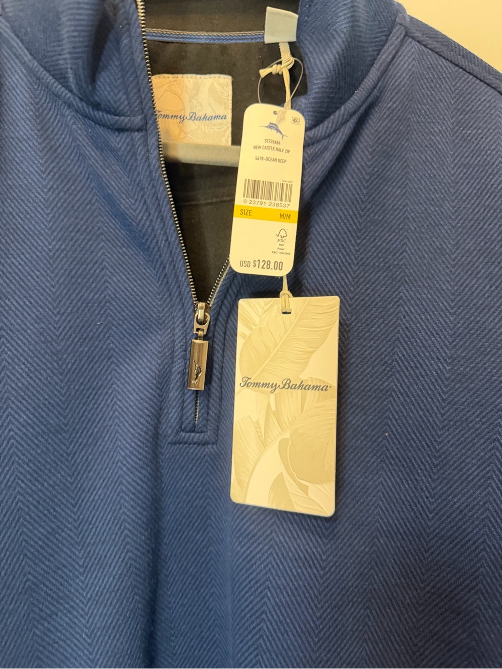 NWT Men’s Quarter-Zip Sweater Pullover - Blue SIZE MED - Picture 6 of 6